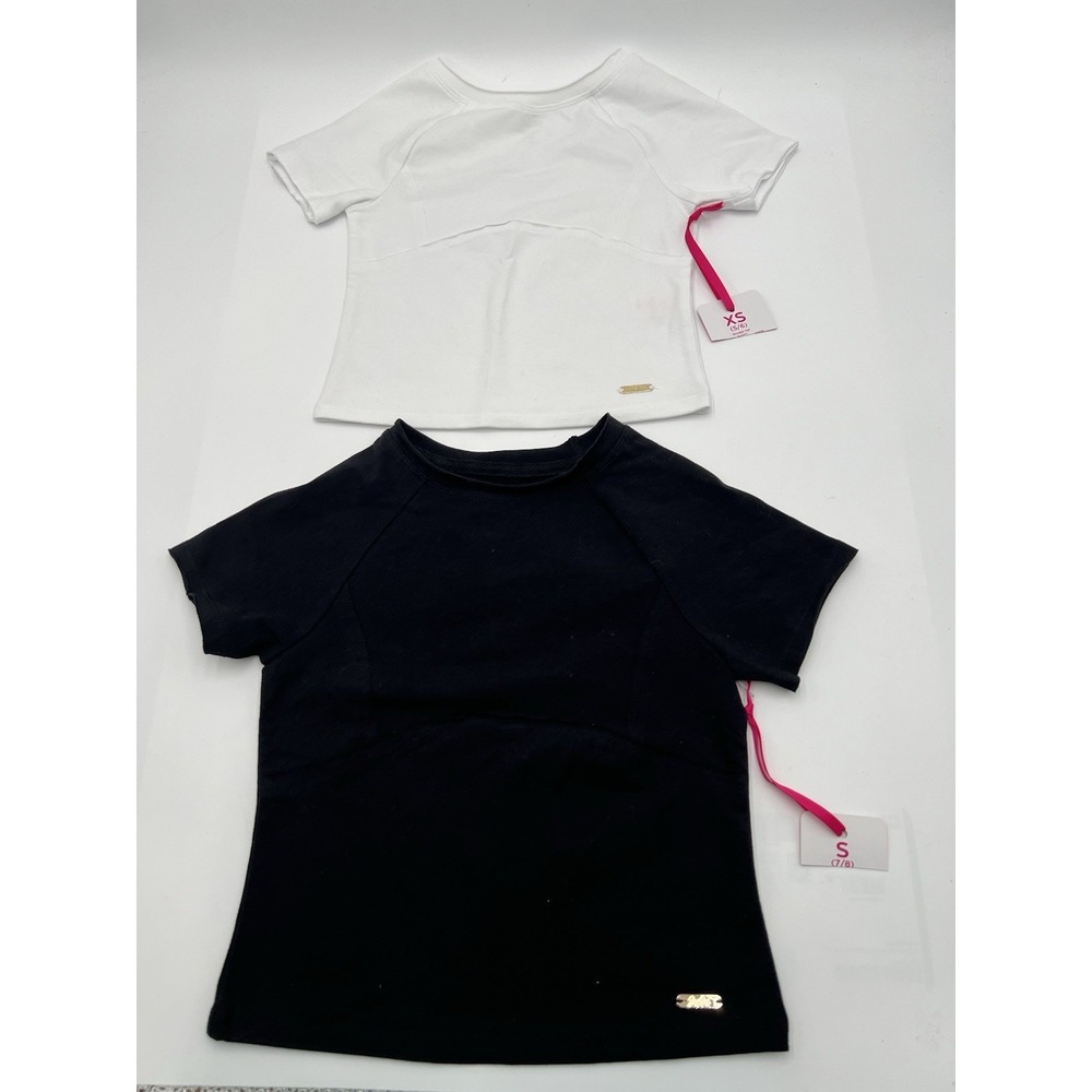 Justice Girls Seamed Tee Shirt Lot Black White Sizes XS 5/6 S 7/8 NWT